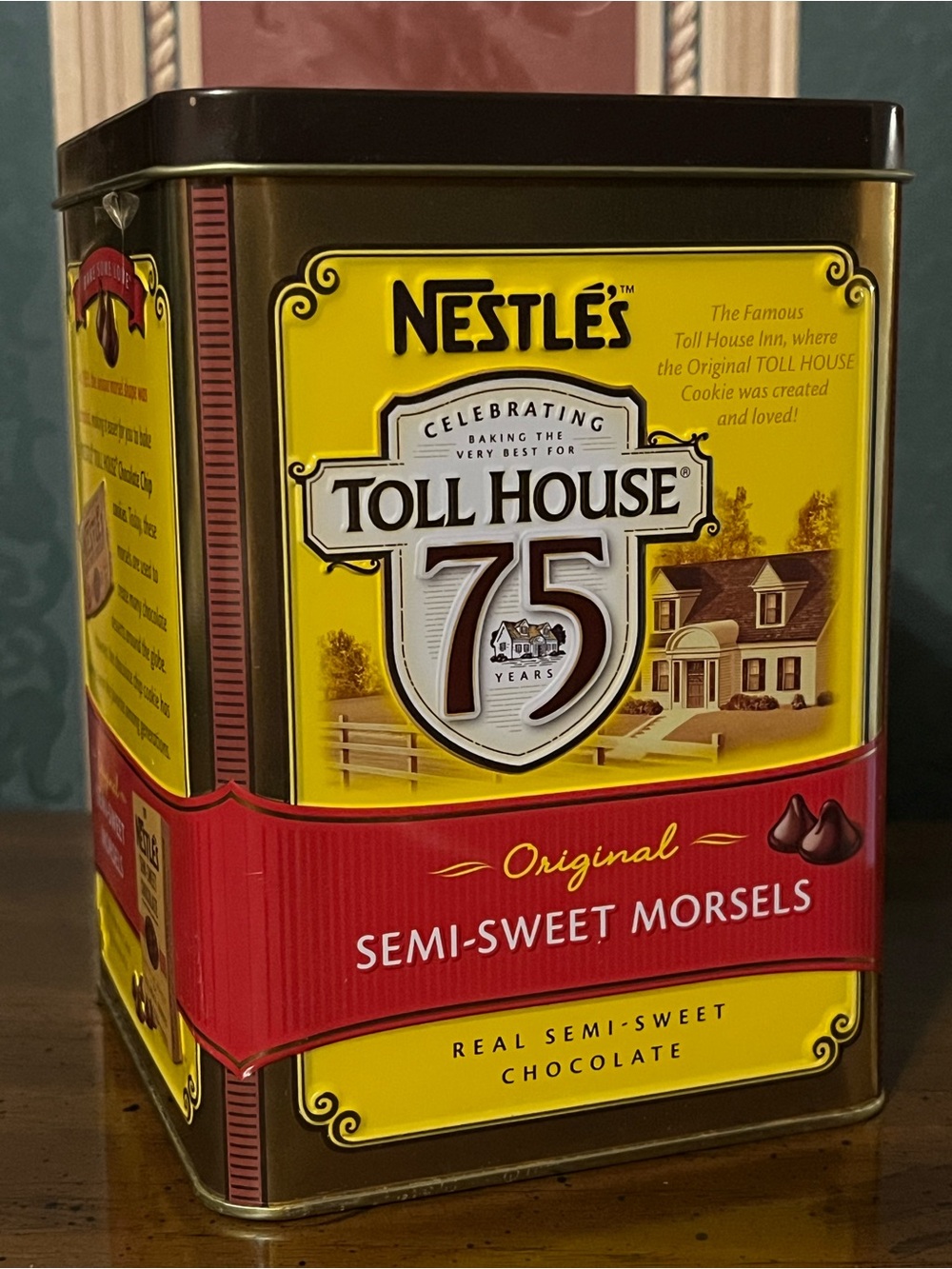 Nestle Toll House 75th Anniversary Semi-Sweet Morsels Tin - Yellow & Red